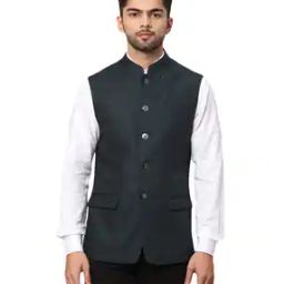 Slim Fit Nehru Jacket with Flap Pockets-11