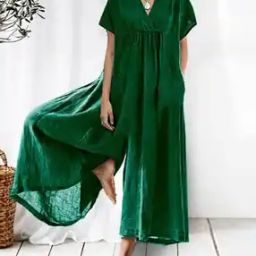 Women V-Neck Jumpsuit with Insert Pocket-picture-42