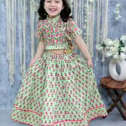 Girls Floral Print 2-Piece Flared Lehenga Choli Set-20
