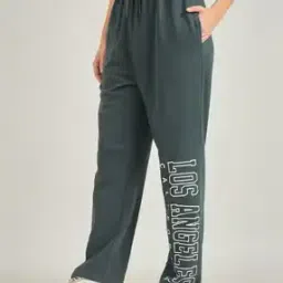 Women Typographic Print Straight Track Pants with Drawstring Waist-image-14