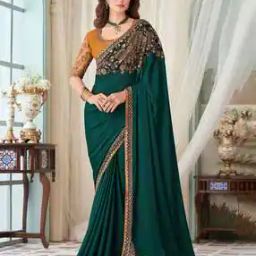Embroidered Saree with Contrast Border-image-15