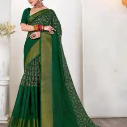 Bandhani Print Saree with Contrast Border-image-53