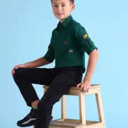 Boys Regular Fit Cotton Shirt with Patch Pocket-image-77