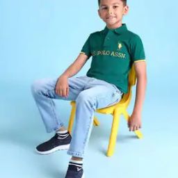 Boys Cotton Polo T-Shirt with Brand Print-image-39