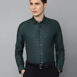 Geometric Print Shirt with Spread Collar-image-6