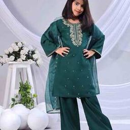 Girls Floral Kurta Set-image-4