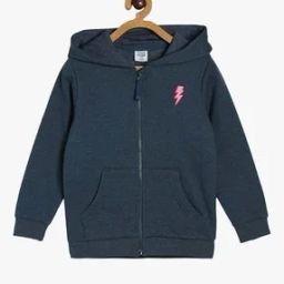 Girls Zip-Front Hooded Jacket with Insert Pockets-0