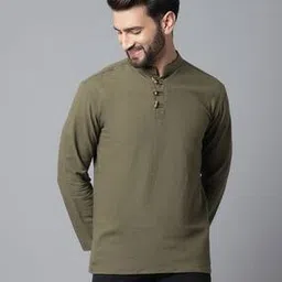 Cotton Short Kurta with Band Collar-image-27