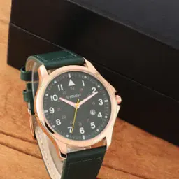 Green Dial Analogue Fashion Watch with Date Function And Leather Strap For Men-image-91