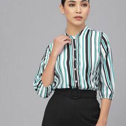 Striped Shirt with Puff Sleeves-45