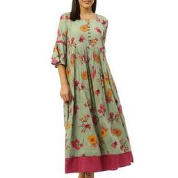 Floral Print Bell Sleeves Gown Dress-image-17