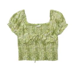 Floral Print Fitted Top with Neck Tie-Up-image-15