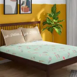 Hashtag 164 TC Cotton Fitted Sheet with PIllow Cover-image-57