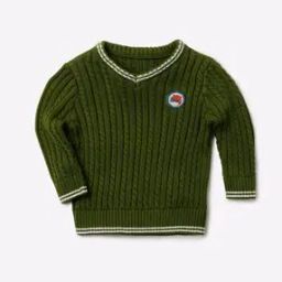 Ribbed V-neck Pullover with Placement Applique-picture-35