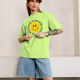 Women Oversized Fit Typographic Print T-Shirt-image-94