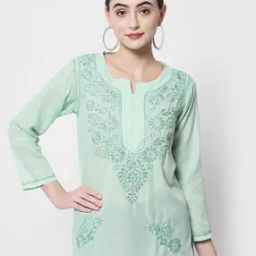 Chikankari Embroidered Short Kurti-image-47