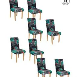 Pack of 8 Leaf Print Slip-On Chair Covers-image-70