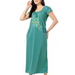 Women Embroidered Nightie with Short Sleeves-image-6