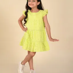 Schiffli Fit & Flare Dress with Ruffled Detail-picture-40