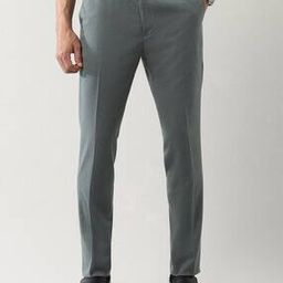 Men Flat Front Slim Fit Trousers with Side Button Closure-image-42