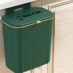 9 Litre Plastic Hanging Trash Can With Lid -image-78