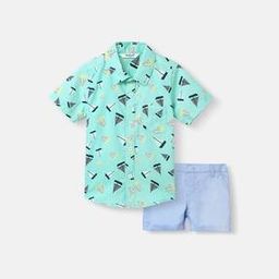 Printed Shirt & Shorts Set with Patch Pocket-15