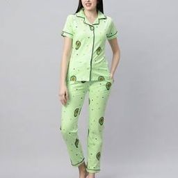Women All-Over Print Shirt & Pyjamas Nightwear Set-picture-11