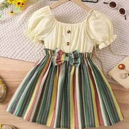 Girls Striped Fit & Flare Dress-image-47