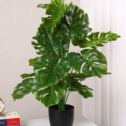 Artificial Miniature PVC Silk Monstera Floor Plant with Big Leaves with Pot -15
