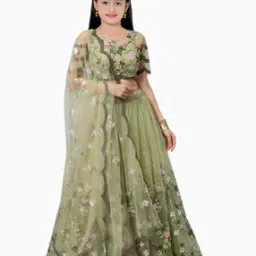 piludi Girls Embroidered Lehenga & Choli with Dupatta-picture-16