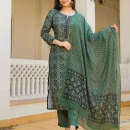 Floral Print Straight Kurta Set-image-1