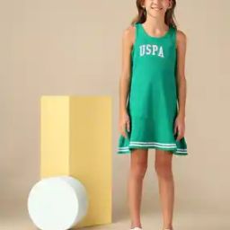 Girls Typographic A-line Dress-image-83