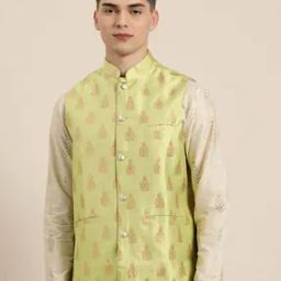 Self-design Sleeveless Nehru jacket-picture-2