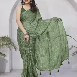 Women Striped Saree with Tassels-image-35