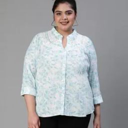 Floral Print Shirt with Mandarin Collar-image-41