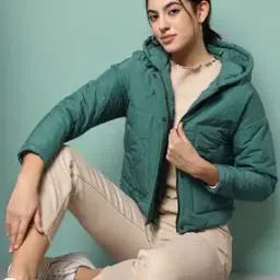 Women Quilted Regular Fit Hooded Jacket-image-20