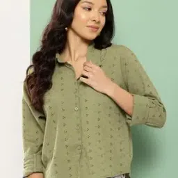 Women Regular Fit Shirt with Spread Collar-image-38