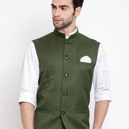 Slim Fit Nehru Jacket with Welt Pockets-39