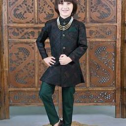 Boys Embroidered Sherwani Set with Full Sleeves-image-16