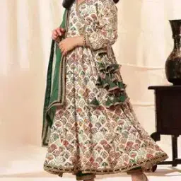Girls Floral Kurta With Bottomwear-image-124