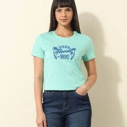 u.s. polo assn. Women Typographic Print Regular Fit Crew-Neck T-Shirt-picture-42