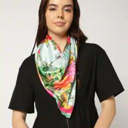 Women Floral Print Satin Stole-10