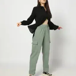 Mid-Rise Pull On Cargo Pants-image-10