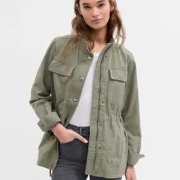 Solid Zip-Front Utility Jacket with Flap Pockets-36