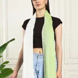 Women Colourblock Scarf with Frayed Hem-47