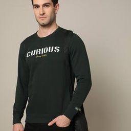 Men Typographic Print Slim Fit Crew-Neck Sweatshirt-image-20