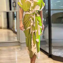 Women Printed Shirt Dress with Waist Tie-Up-image-56