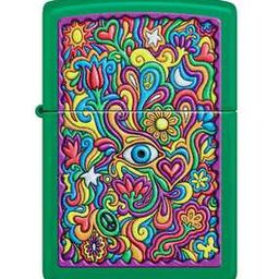 Zippo Trippy Design Grass Green Matte Windproof Lighter-image-4