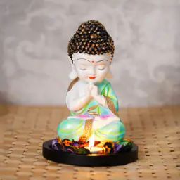 Praying Monk Buddha with Wooden Base-30