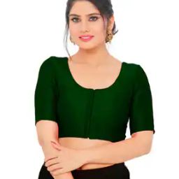 Vamas Women's Mulbury Silk Padded Front-Open Elbow Sleeves Saree Blouse-24